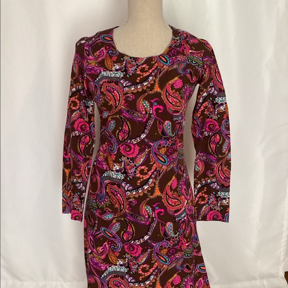 Vintage palsy print pink and brown dress - Picture 6 of 10